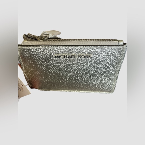 Michael Kors Coin Purse Wallet Wristlet Metallic Silver Money Pieces Pouch NWT - Picture 8 of 8